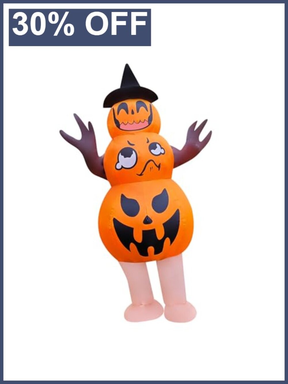Inflatable Halloween Pumpkin Costume with Witch Hat Adult Blow-up Cosplay Outfit
